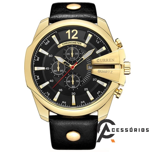 Relógio Curren DOURADO Quartz Couro