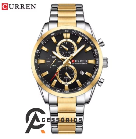 Relógio Curren PRATA/DOURADO AC LUXO Aço Inoxidável