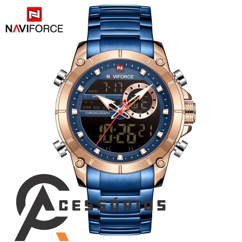 Relógio Naviforce Blue/Rosê Aço Inoxidável