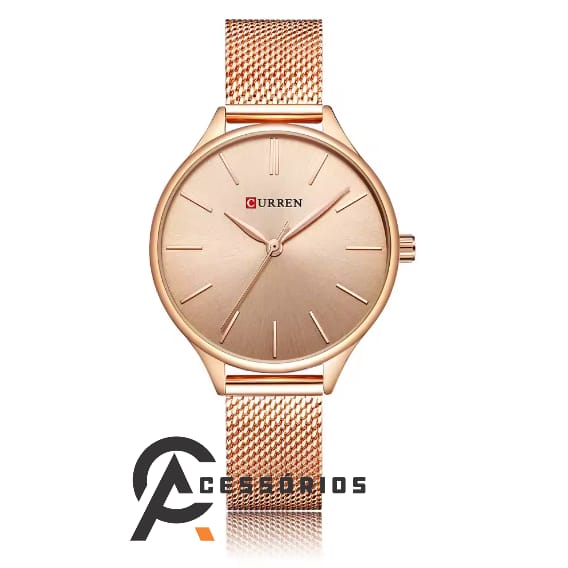 Relógio Curren ROSÊ FEMININO Elegante Aço Inoxidável