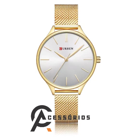 Relógio Curren DOURADO/BRANCO FEMININO Elegante Aço Inoxidável
